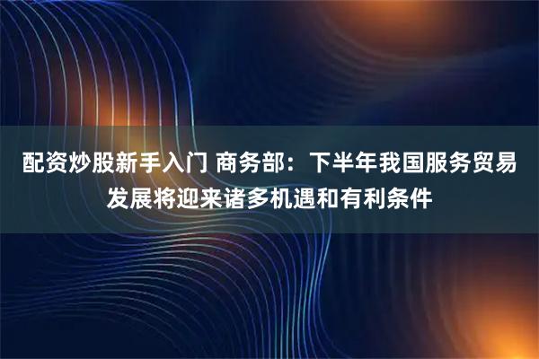 配资炒股新手入门 商务部：下半年我国服务贸易发展将迎来诸多机遇和有利条件